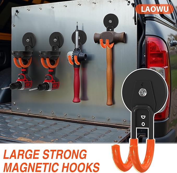 Strong Magnetic Hooks Heavy Duty, 2.6in Neodymium Magnets With Hooks For Hanging, Magnetic Tool Holder, Large Magnetic Storage Utility Hook For Cruise Cabins, Refrigerator, Garage,Outdoor Garden