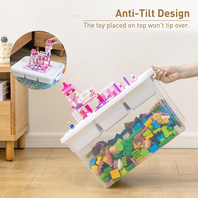 Citylife 17QT 4-Pack Plastic Craft Storage Box Buildable Lid Removable Tray | - Image 3