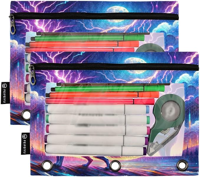 Custom Wolf Howling in Moon Night Pencil Pouch - Image 2