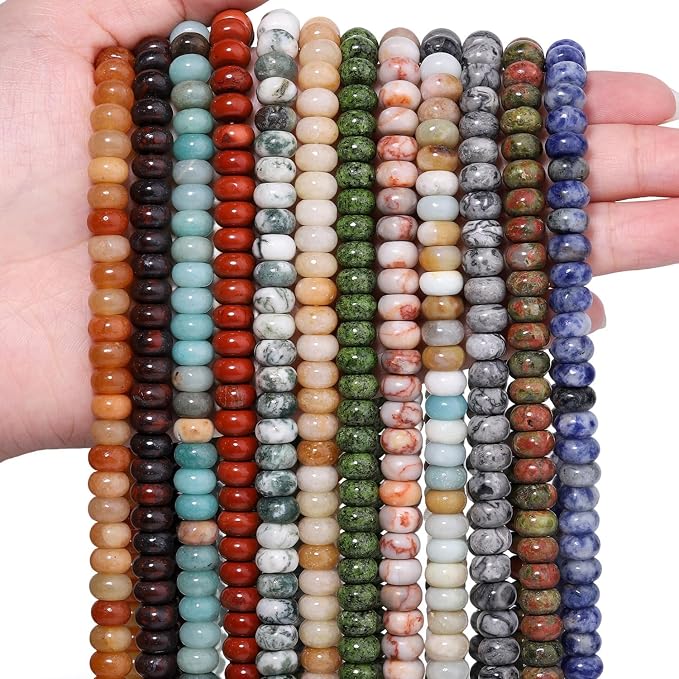 Songxi 5x8mm Natural Red Network Stone Rondelle Beads, Gemstone - Image 9