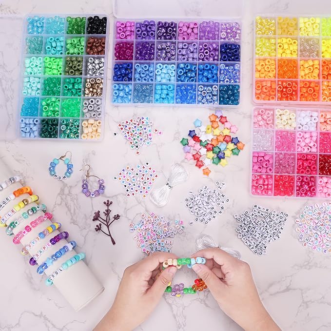 Bracelet Making Kit 96 Colors Pony Beads 3300pcs Friendship Bracelet Kit - Image 7