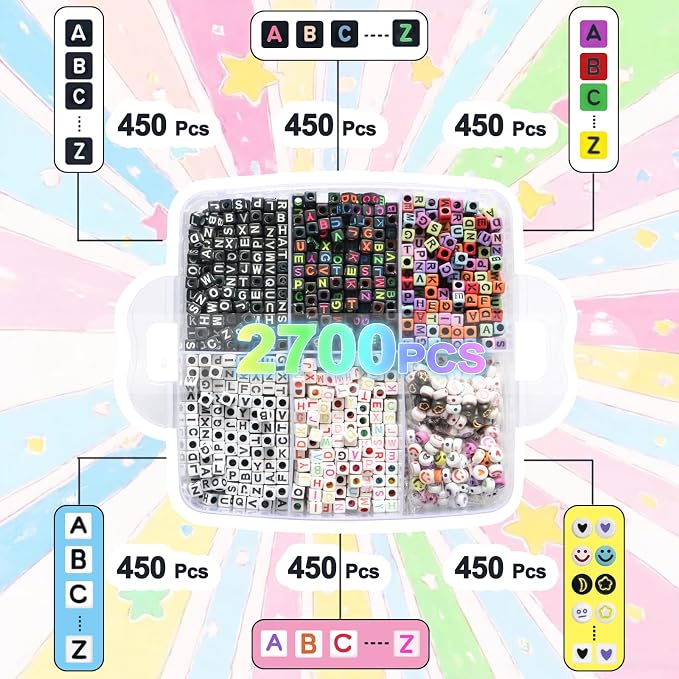 YMSDZHL Alphabet Beads A-Z 6000Pcs Letter Beads, Acrylic 6x6mm Round Letter - Image 4