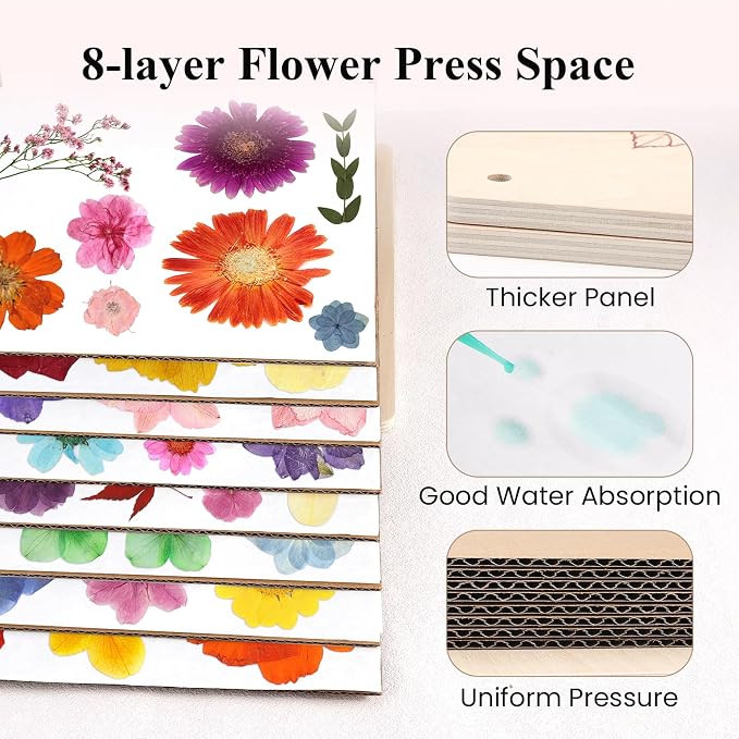 Aboofx Flower Press Kit, Craft Kits 11.2" x 11.2" 8 Layers Wooden Flower - Image 4