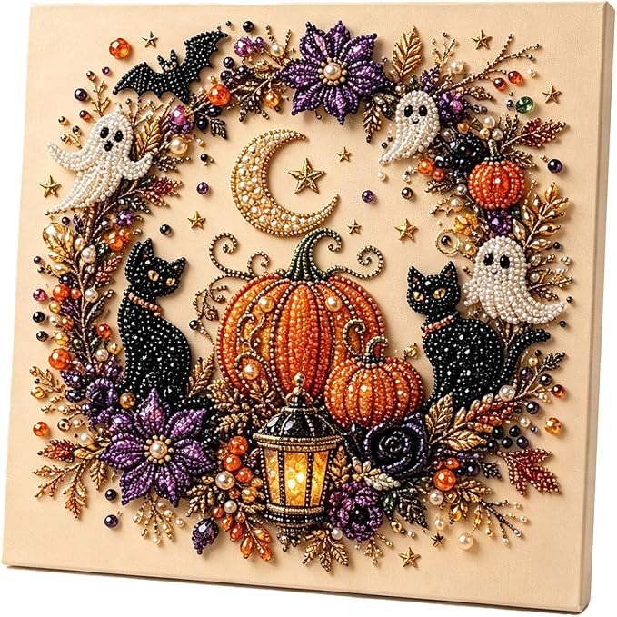 POETRYDRAW Halloween Decor Black Cat Pearl Art Kit by POETRYDRAW