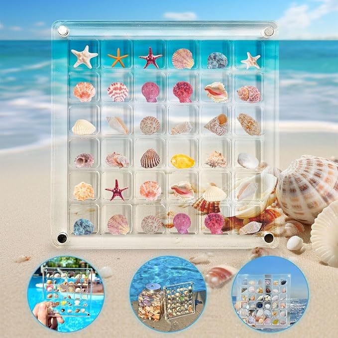 Artlunar 36 Grids Acrylic Display Box, Approx. 12 x 12 cm Clear Magnetic Shadow by Artlunar