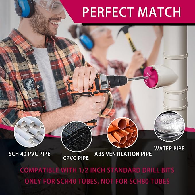 PVC Pipe Reamer Kit,04529 for PPRK6 Plastic Pipe Fitting Reamer,PVC Reed Pipe Reamer Contains 3/4",1",1-1/2",2",3",4" Aluminum Fit into Standard 1/2" Drill for CPVC, PPR or ABS