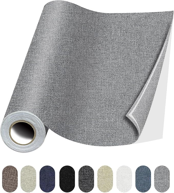Fabric Repair Patches, Linen Repair Tape Self-Adhesive Fabric Patches Durable, DIY Large Linen Tape for Sofa, Couches, Furniture, Chair, Clothing （3.5X79 Inch, Grey）
