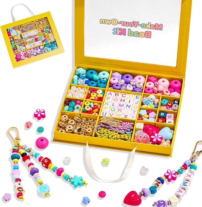 MYCUTEY DIY Keychain Making Kit-Big Beaded Keychain & Bag Charm Craft Supplies by MYCUTEY