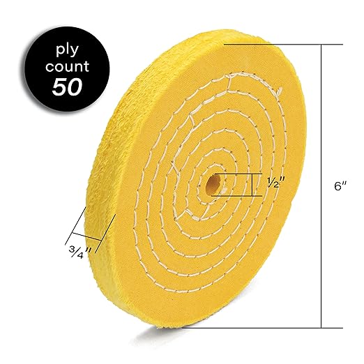 ENKAY - 6" Spiral Sewn, Loose Cotton and Treated Buffing Wheels (3 Pack) for Polishing Metal and More, for Use with Polishing Compounds, Buffing Machines & Bench Grinders