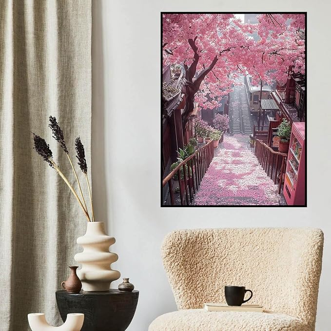 Flowers Diamond Art Kits for Adults, Full Drill Pink Diamond Painting Kits for - Image 2
