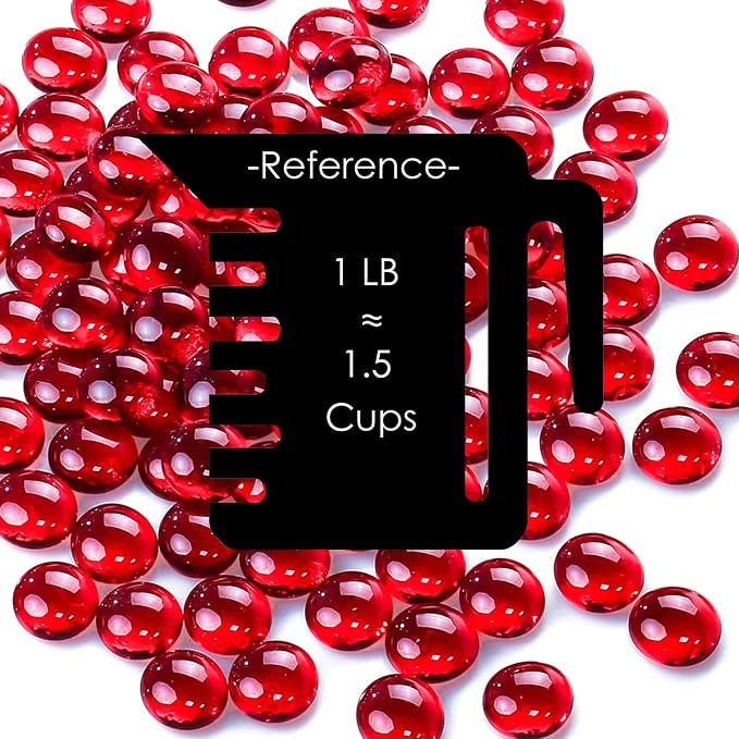 CYS EXCEL Red Glass Gemstone Beads Vase Fillers Flat Marble Beads Multiple - Image 2
