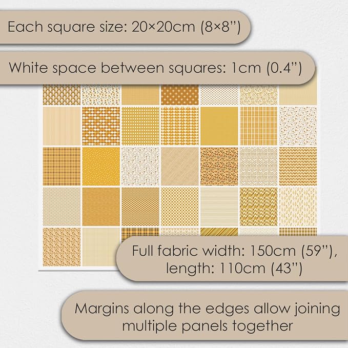 Cotton Satin Patchwork Fabric Panel – 35 Designs, 20×20 cm Squares, Single - Image 5