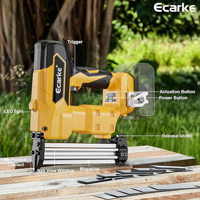 Ecarke Cordless Power Brad Nailers Compatible with Dewalt 20V Battery, 18GA 2/5" to 1-1/4 Inch, 2 in 1 Brad Nail Gun, Battery Powered Nailers,Brushless Electric Nailer Gun, 2 Mode for Home Improvement