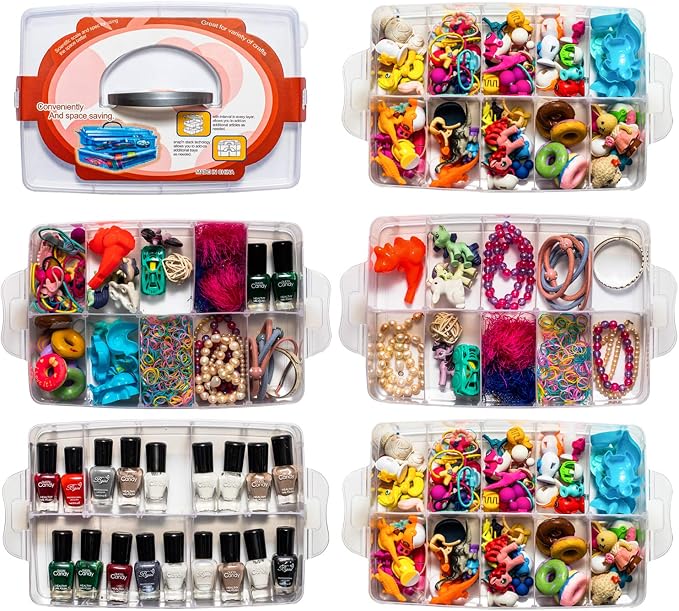 Sooyee 5 Layers Stackable Storage Container Clear 50 Adjustable Compartments - Image 4