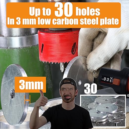 6-7/8” HSS Bi Metal Hole Saw Cutter with Arbor Heavy Duty Hole Saw Bit for Wood Drywall Plastic Aluminum Mild Steel Iron Metal Stainless Steel