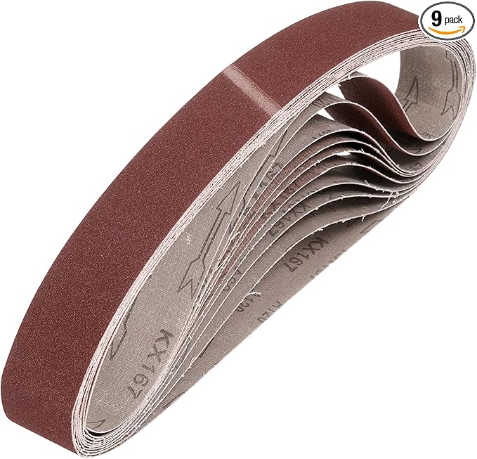 HARFINGTON 2 x 28 Inch Sanding Belts, 9 Pcs 120 Grit Aluminum Oxide Abrasive Belt Sander File Belt for Woodworking, Metal Polishing, Knife Sharpener