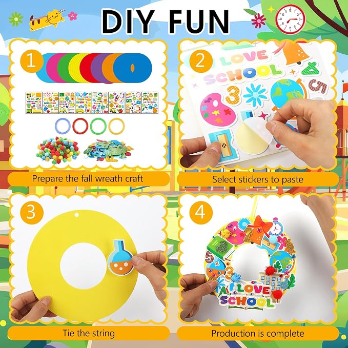 Hollowfly 48 Sets Back to School Craft Kits DIY Wreath - Image 4