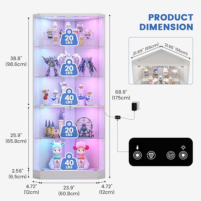 5-Tiers Corner Display Cabinet - Image 2