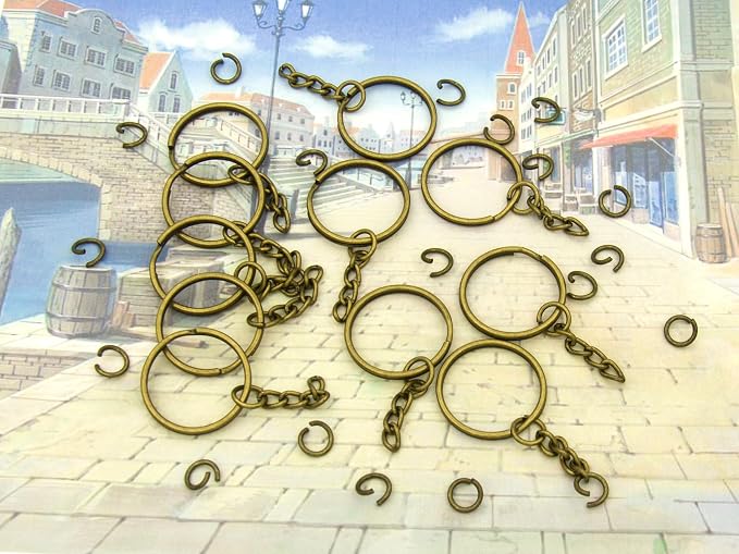 50Sets 1 inch Keychain Rings Bronze Split Round Key Ring - Image 5