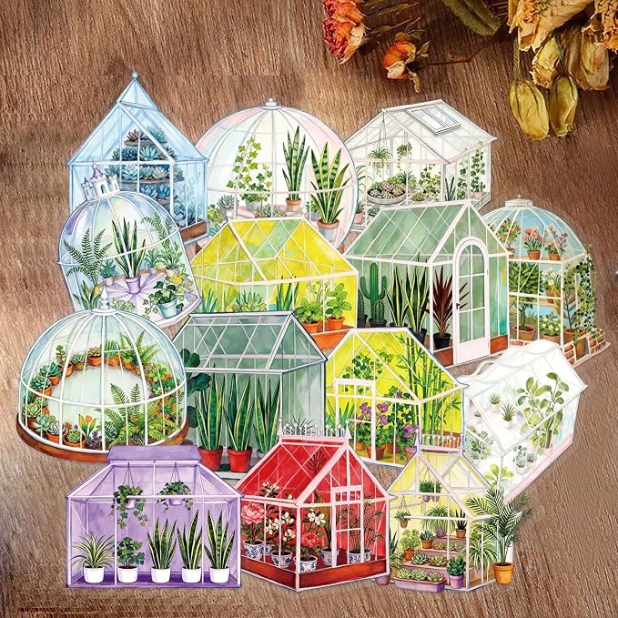 50PCS Transparent Greenhouse Plants Stickers Nature Botanical Floral Aesthetic - Image 8