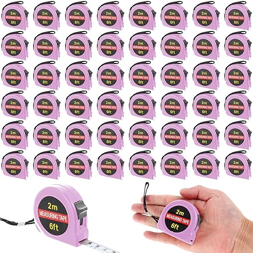 50 Pcs 6 FT Mini Tape Measure Retractable Bulk Small Measuring Tape Pocket Size Measurement Tool for Operation Christmas Items Party Favor Gifts Stuffers for Men(Pink)
