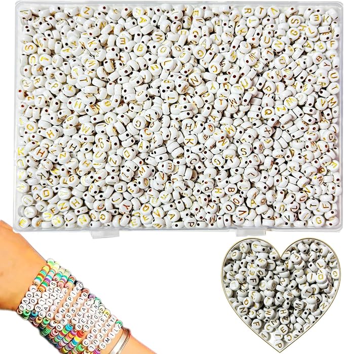 YMSDZHL Alphabet Beads A-Z 1300Pcs Letter Beads, Acrylic 4x7mm Round Letter by YMSDZHL
