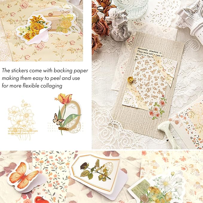 OKUPAN Vintage Floral Scrapbook Supplies Kit - Image 6