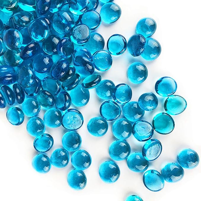 CYS EXCEL Light Blue Glass Gemstone Beads Vase Fillers Flat Marble Beads by CYSEXCEL%C2%AE