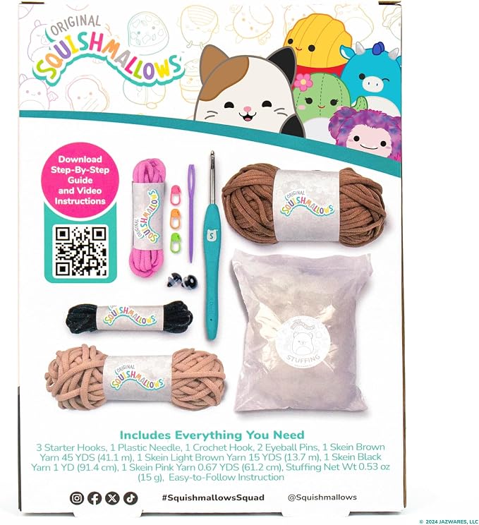 Original Squishmallows Omar the Bear Crochet Kit, Includes Yarn, Crochet Hook - Image 10