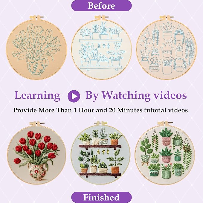 3 Pack Embroidery Kit for Adult Beginners, Needlepoint Cross Stitch Kits - Image 4