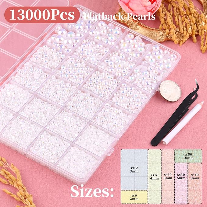 13000Pcs Flatback Pearls for Crafting, Bedazzling Bead for DIY Crafts Clothing - Image 2