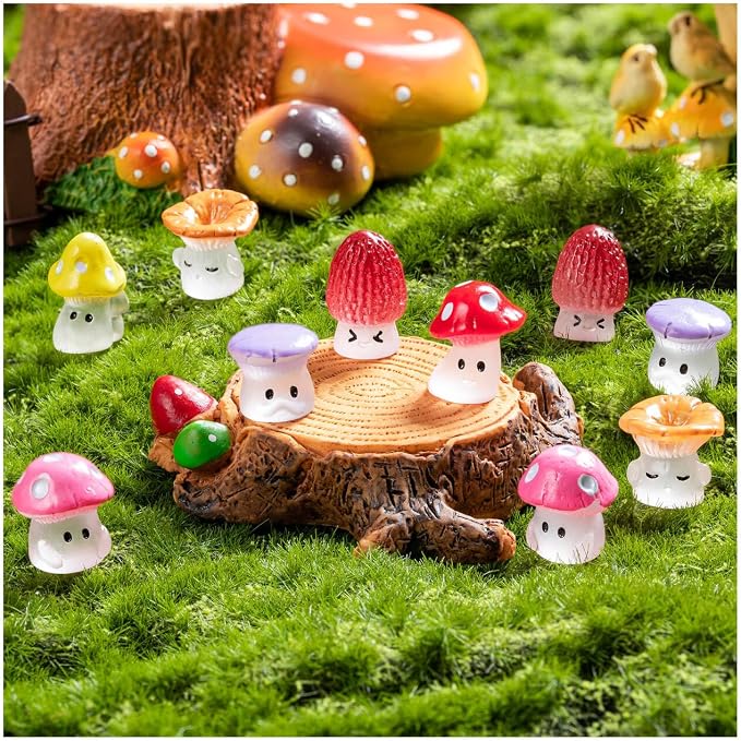 24pcs Mini Mushrooms Cute Resin Tiny Mushrooms Statue Fake Miniature Mushroom - Image 5