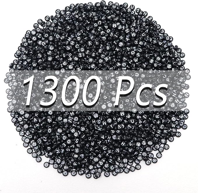 YMSDZHL Alphabet Beads A-Z 1300Pcs Letter Beads, Acrylic 4x7mm Round Letter - Image 2