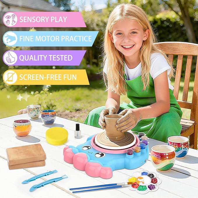 Aujazyble Pottery Wheel for Kids, Complete Pottery DIY Art & Craft Kit Toy - Image 6