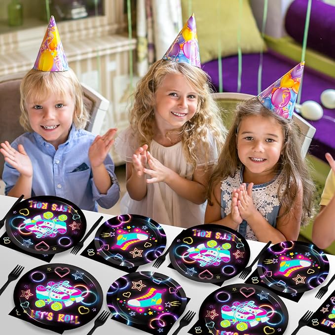 50 Guests Roller Skating Plates and Napkins Party Supplies Retro Roller Skate - Image 6