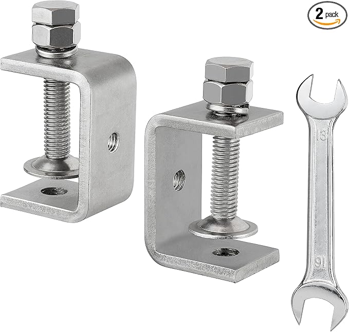 304 Stainless Steel C Clamp,1 1/2 Inch Tiger Clamp Woodworking Clamp Heavy Duty C Clamps for Woodworking, Welding and Construction,Features Stable Wide Jaws and Protective Pads(2 Pcs)