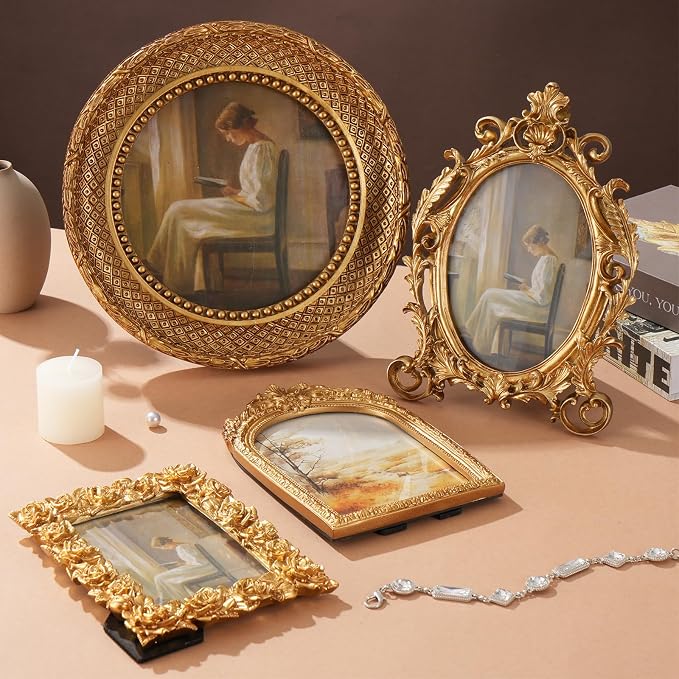 4 Pcs Gold Vintage Picture Frames - Image 6