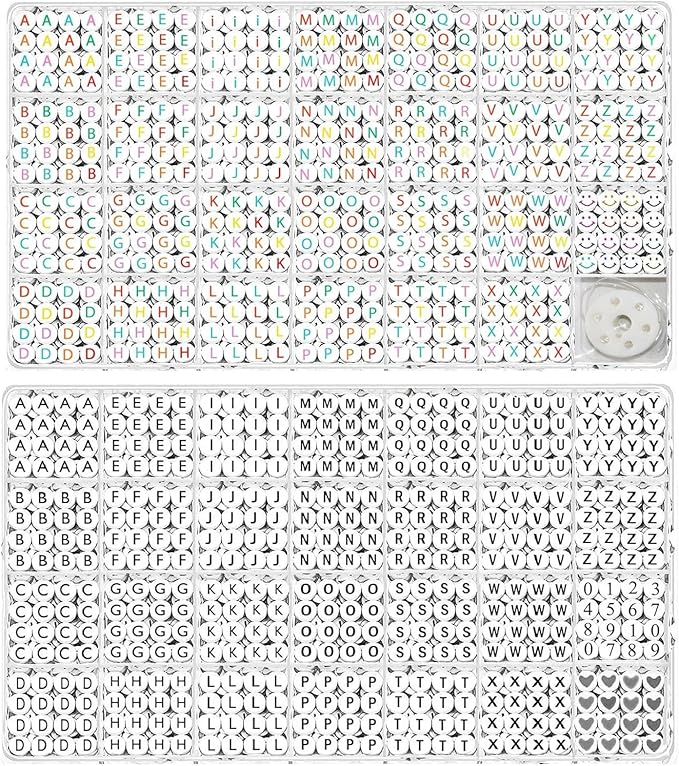 YMSDZHL Alphabet Beads A-Z 1900Pcs Letter Beads, Acrylic 4x7mm Round Letter by YMSDZHL