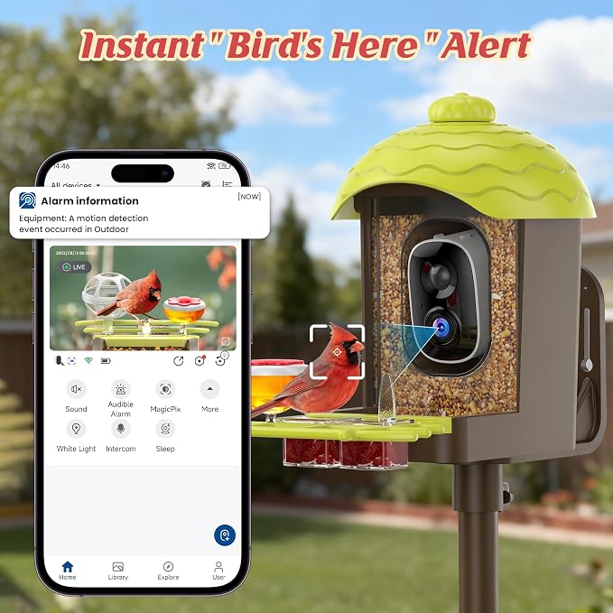 Smart Bird Feeder with Camera Outdoor: 2K Wild Bird Watching Video Cam - Image 3