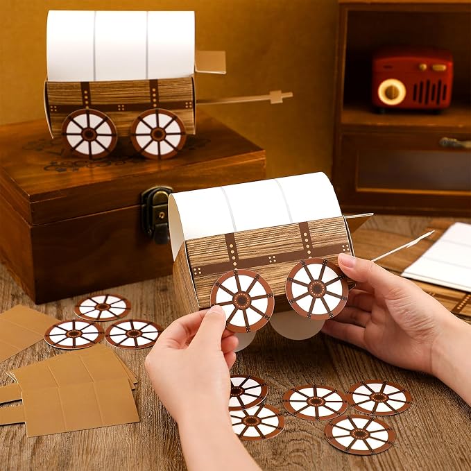 Motipuns 48 Pcs 3D Western Covered Wagon Craft Kit Toy Wagon - Image 5