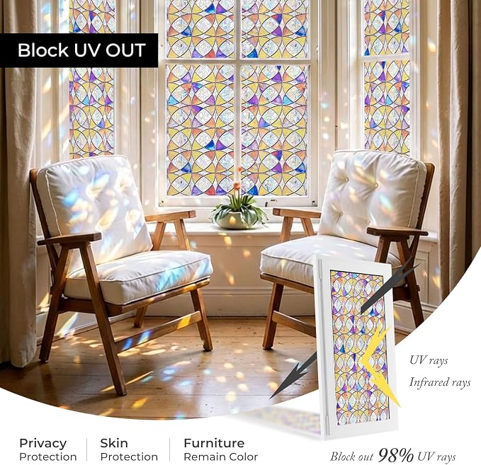 ADD.HERES Window Privacy Film, Stained Glass Decorative Static Cling, Removable - Image 4
