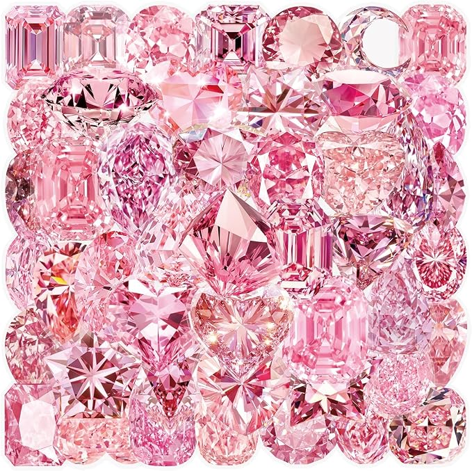 50Pcs Pink Transparent Aesthetic Gem Stickers by Unknown