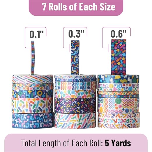 Mr. Pen- Washi Tape Set, 21 Rolls, 5 Yards/Roll | Washi Tape - Image 4