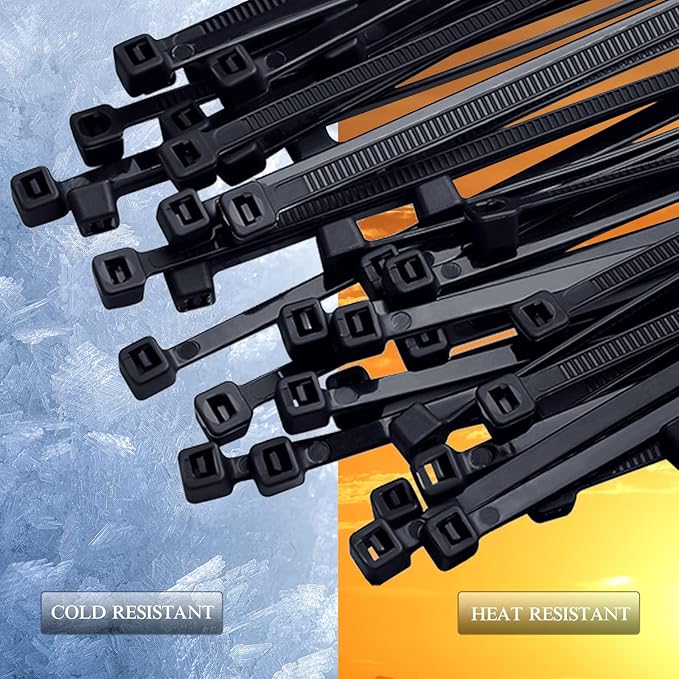 Zip Ties 14 inch (1200 Pack), Black Cable Zip Ties 50 lbs Tensile Strength Nylon Self-Locking Wire Ties Wraps for Outdoor and Indoor Use by ECRABONE