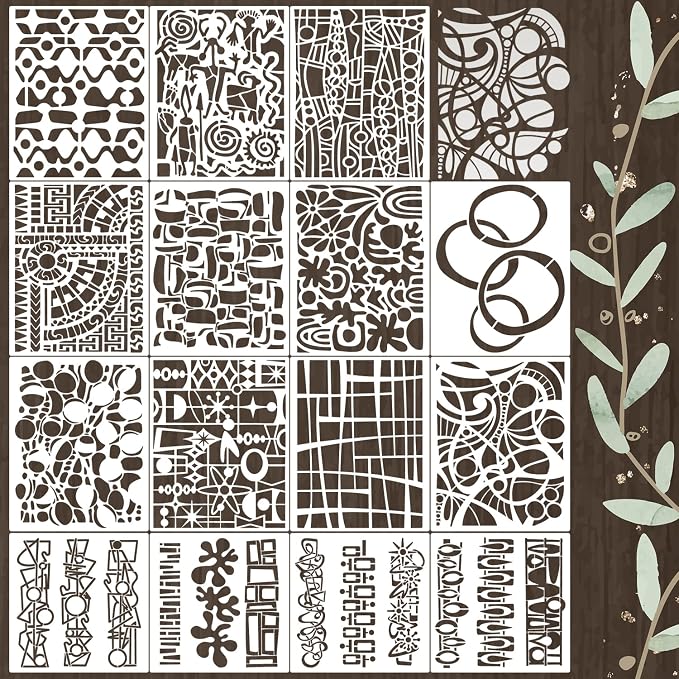 Stencils for Crafts Reusable Texture Art Stencils Geometric Stencil for by SUNVERSE