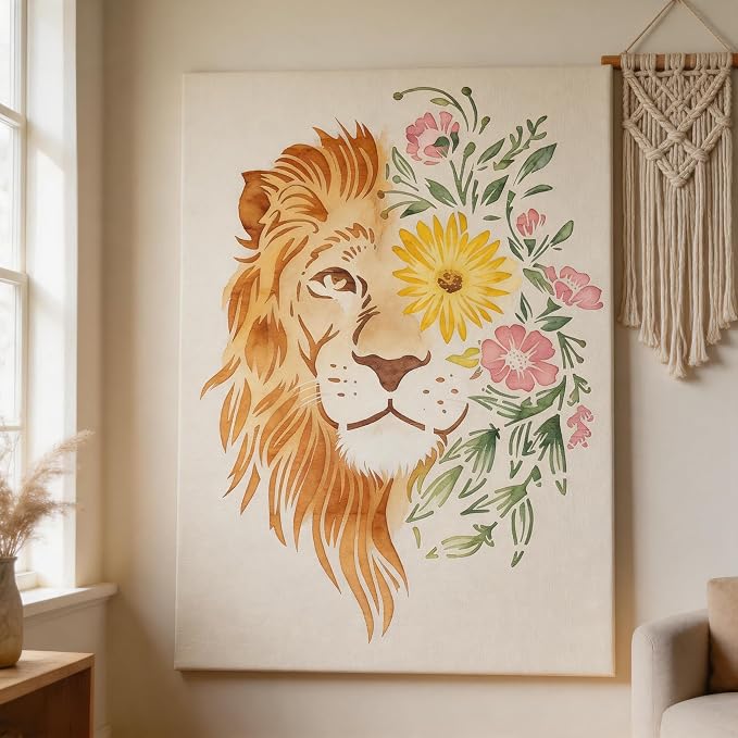 TIAMECH A4 Reusable Flower Eye Lion Stencil - Image 3