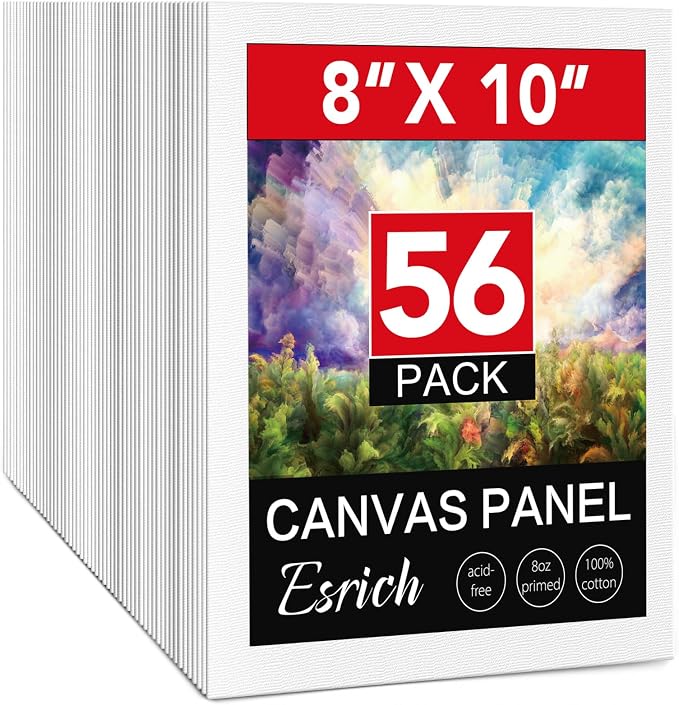 ESRICH Canvas Boards for Painting 8x10 Inch, 56 Pack Bulk 8x10 Inch Canvases by ESRICH