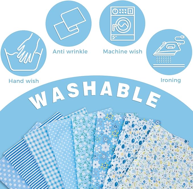 Aubliss 8pcs Fat Quarter Fabric Bundles Quilting Cotton Craft Fabric Pre-Cut - Image 4