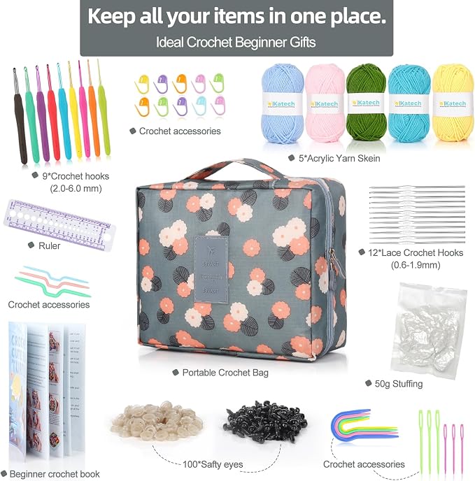 Katech Beginner Yarn for Crocheting and Knitting-Crochet Yarn Kit for - Image 2