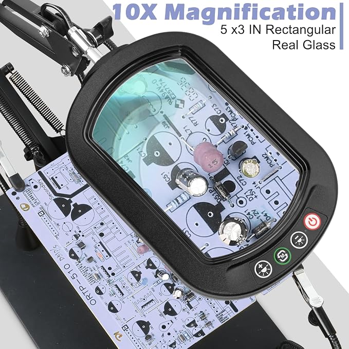 Drdefi Helping Hands Soldering Station, 10X Square Magnifying Glass - Image 2